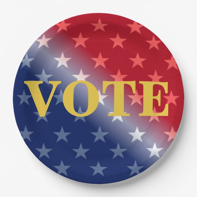 Cool Patriotic VOTE Voter Voting Custom  Paper Plates (Front)
