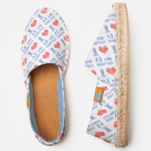 Cool Pattern I Love AI And Robotics in blue color Espadrilles