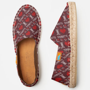 Cool Pattern I Love Robots in white, red colors Espadrilles