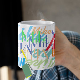 cool pattern of names of different colors coffee mug