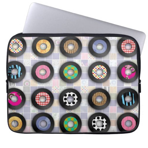 Cool Patterned Records Fun Musical Expression Laptop Sleeve