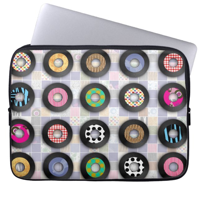 Cool Patterned Records Fun Musical Expression Laptop Sleeve (Front)