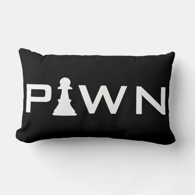 Cool Pawn Typography Chess Player Lumbar Pillow (Front)
