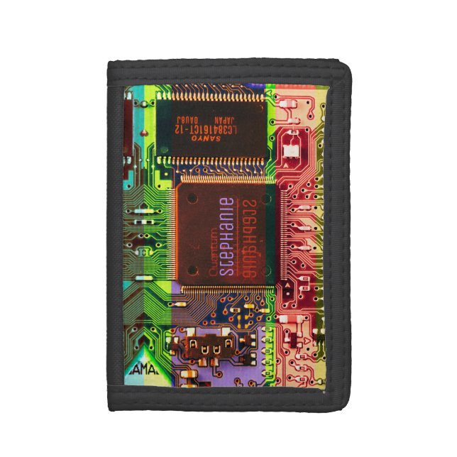 Cool PCB Electronic Computer Tech Printed Circuit Trifold Wallet (Front Vertical)