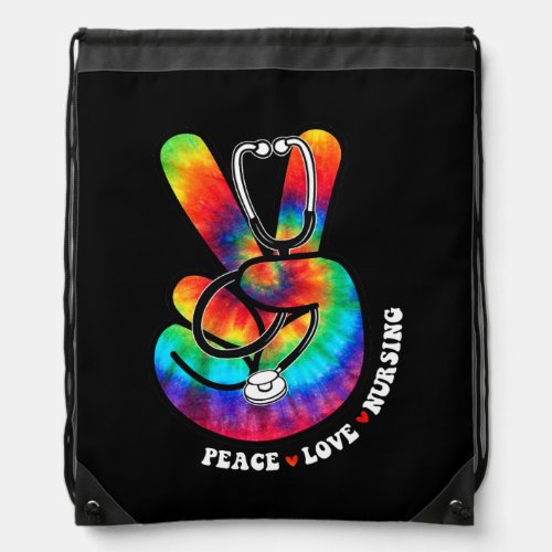 Cool Peace Hand Tie Dye for Boys and Girls Nurse  Drawstring Bag