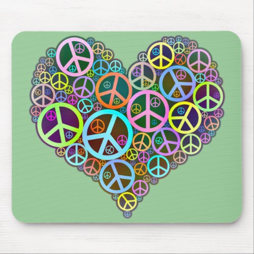 Cool Peace Love Heart Mouse Pad