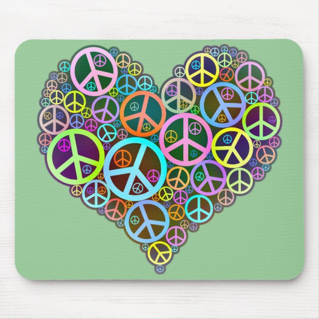 Cool Peace Love Heart Mouse Pad (Front)