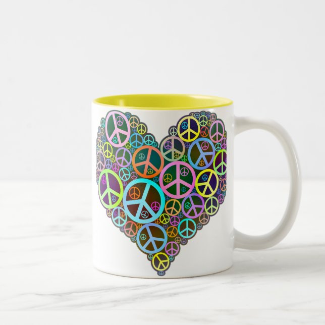Cool Peace Love Heart Two-Tone Coffee Mug (Right)