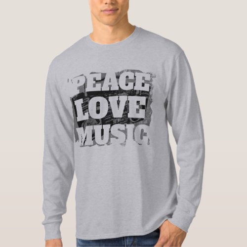 Cool Peace Love Music Retro Distressed Boombox T_Shirt