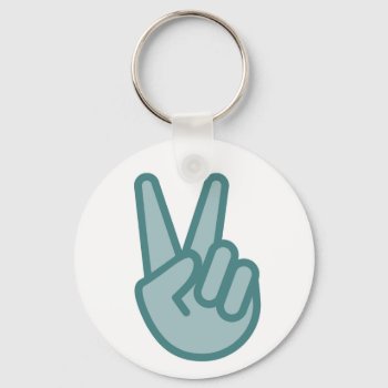Cool Peace Sign Hand Emoji Keychain by Totes_Adorbs at Zazzle