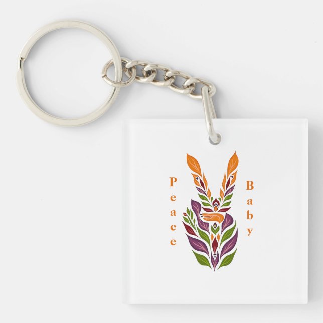 Cool Peace Sign  Keychain (Front)