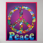 Cool Peace Sign Poster Retro 1960&#39;s Look at Zazzle