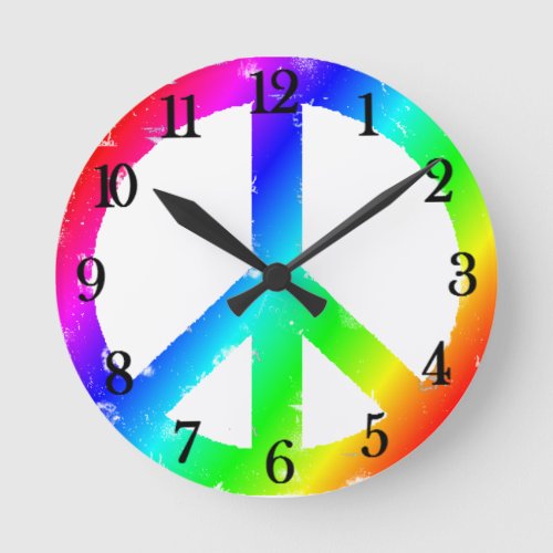 Cool Peace Sign Round Clock