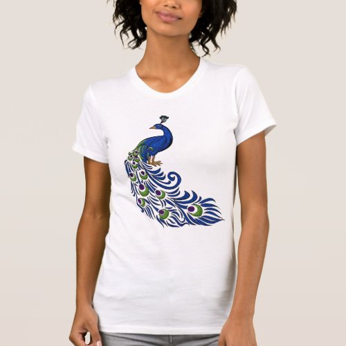 cool peacock design wild life colorful T_Shirt