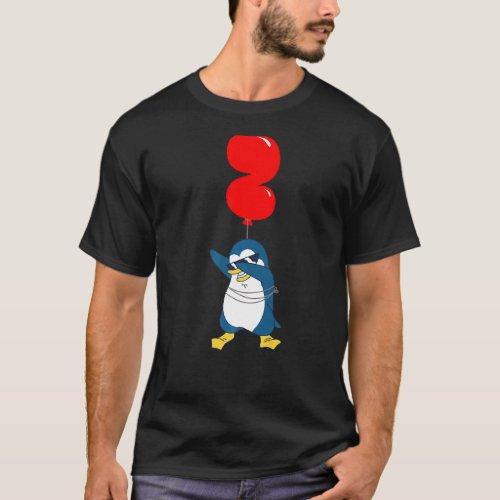 Cool Penguin  2nd Birthday  Kids Balloon Party T_Shirt