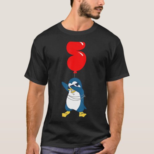 Cool Penguin   5th Birthday   Kids Balloon Party T_Shirt
