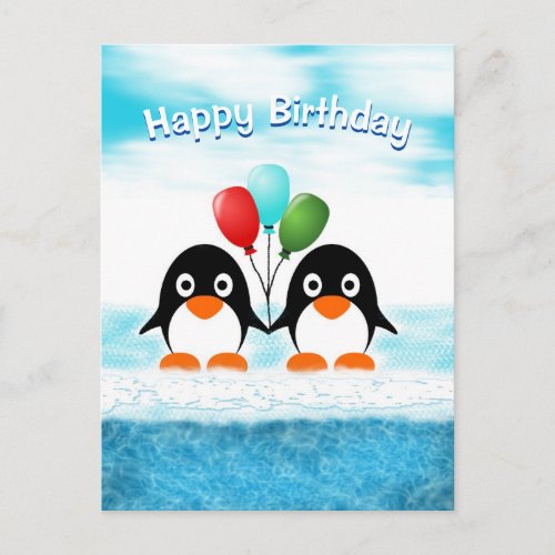 Cool Penguin Birthday Postcard