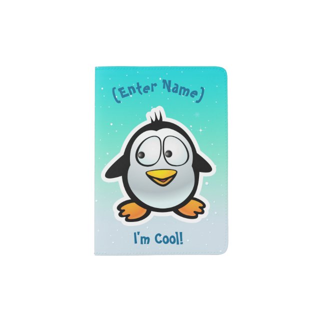 Cool Penguin Cartoon Passport Holder (Front)
