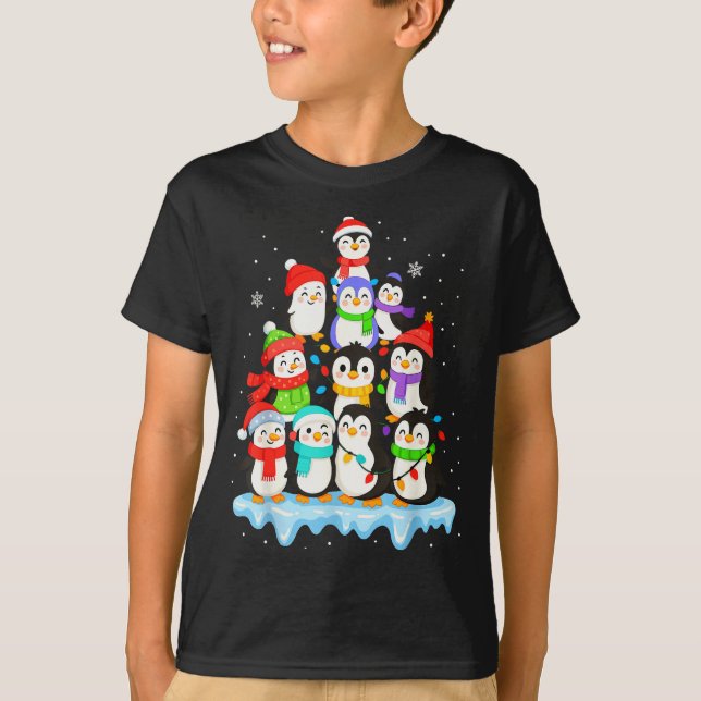 Cool Penguin Christmas Pajamas Shirt Boys, Penguin (Front)