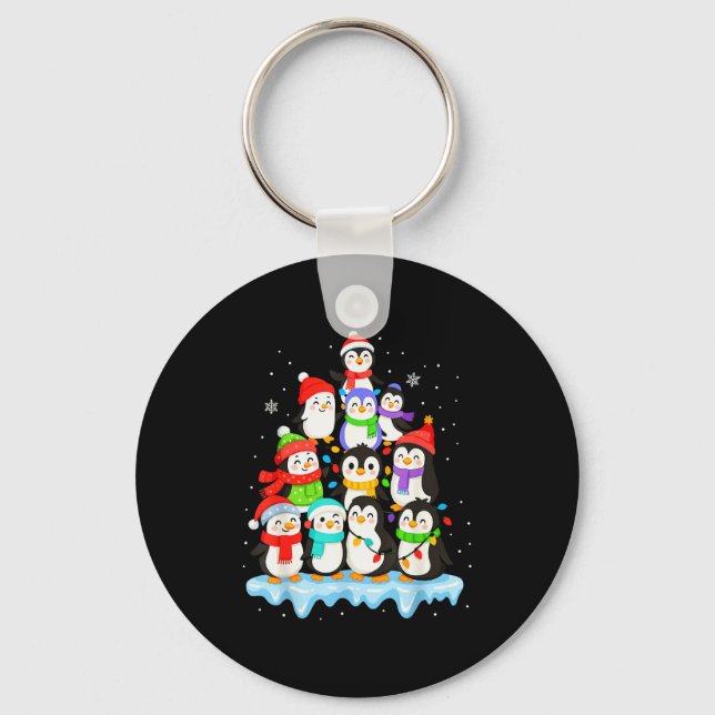 Cool Penguin Christmas Pajamas Shirt Boys, Penguin Keychain (Front)
