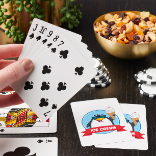 Cool Penguin Holding Ice Cream Poker Cards