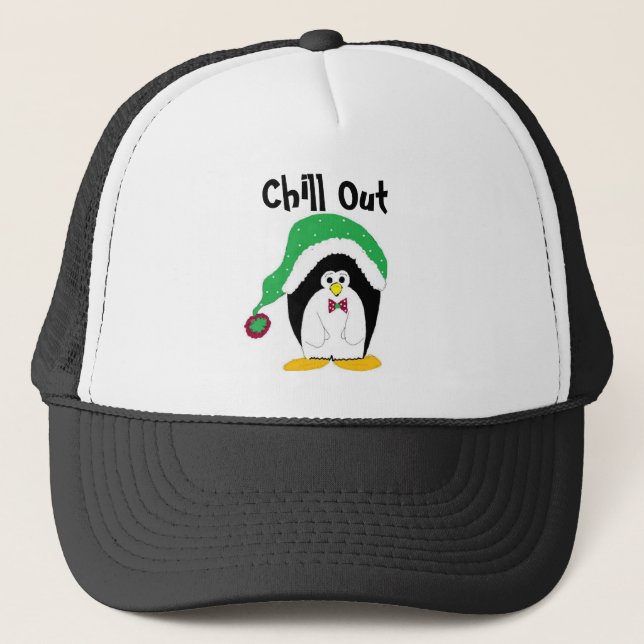 Cool Penguin Holiday Penguin Trucker Hat (Front)