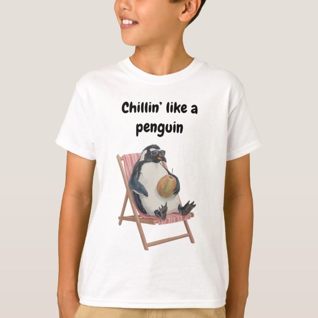 Cool Penguin Kids T-Shirt | Funny Summer Cartoon (Front)