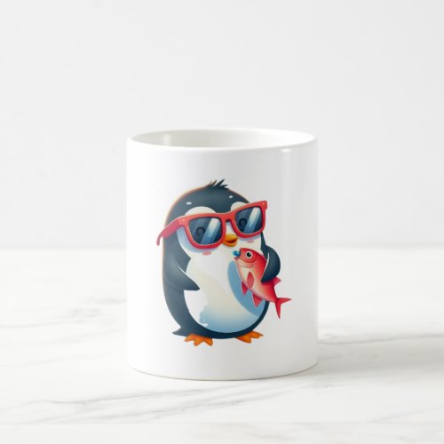 Cool Penguin Pal and Fish Friend Coffee Mug