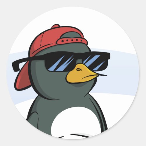 Cool Penguin Wearing Sunglasses Classic Round Sticker