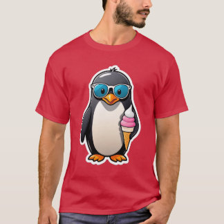 Cool Penguin with Ice Cream Cone and Sunglasses  T-Shirt