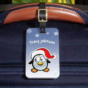 Cool Penguin With Santa Hat Luggage Tag