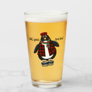 Cool Penguin   You Customize Text Glass