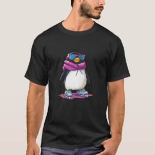 Cool Penguin Zooms with Inline Skates and Sunglass T-Shirt