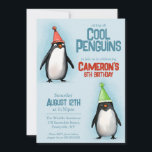 Cool Penguins celebrate kid's birthday Invitation<br><div class="desc">Celebrate your child's birthday in style with this adorable penguin invitation! Featuring two playful penguins in party hats,  this watercolor design is perfect for kids. Easily personalize the text with your child's name,  age,  party details,  and RSVP information.</div>