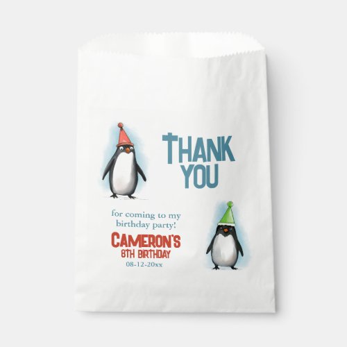 Cool Penguins celebrate kids birthday thank you Favor Bag