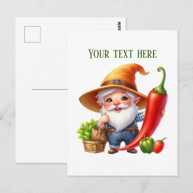 Cool pepper gnome customizable postcard (Front/Back)