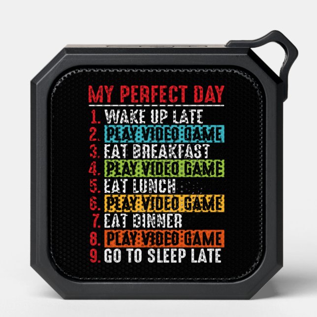 Cool perect day gaming word art  bluetooth speaker (Front)