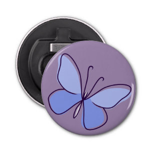 Cool Periwinkle Purple-Blue Butterfly Doodle Bottle Opener