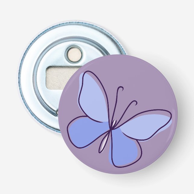 Cool Periwinkle Purple-Blue Butterfly Doodle Bottle Opener (Front)