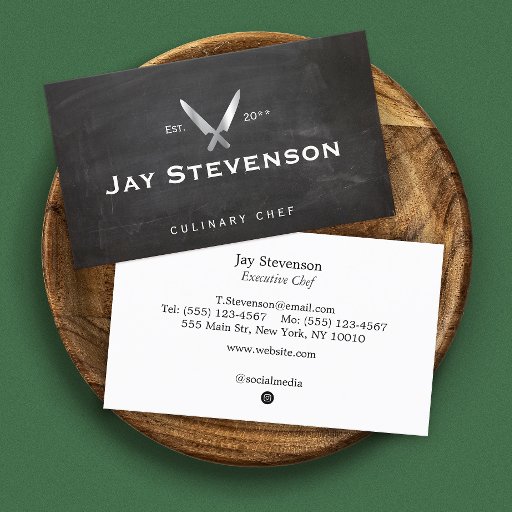 Customizable Cool Personal Chef Knife Black Catering Business Card