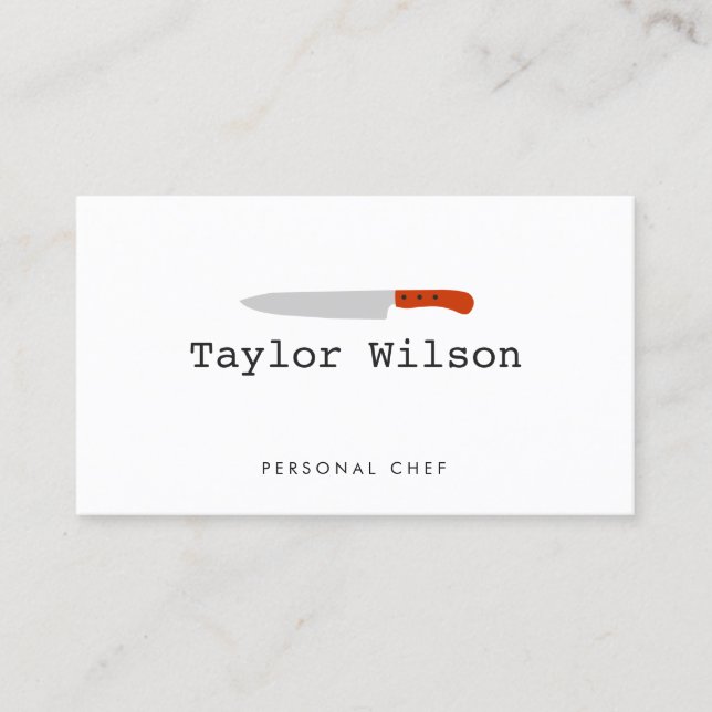 Cool Personal Chef Knife Logo White Catering Business Card (Front)