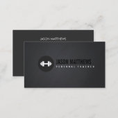 Cool Personal Trainer White Dumbbell Logo Fitness Business Card (Front/Back)