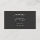 Cool Personal Trainer White Dumbbell Logo Fitness Business Card (Back)