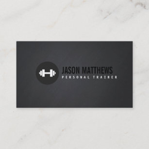 Cool Personal Trainer White Dumbbell Logo Fitness Business Card