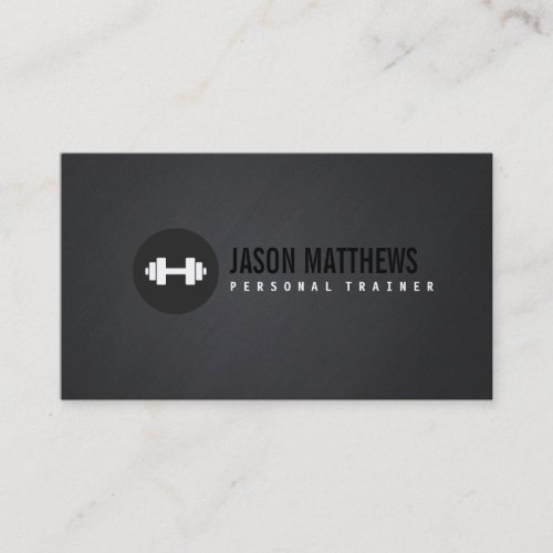 Cool Personal Trainer White Dumbbell Logo Fitness Business Card