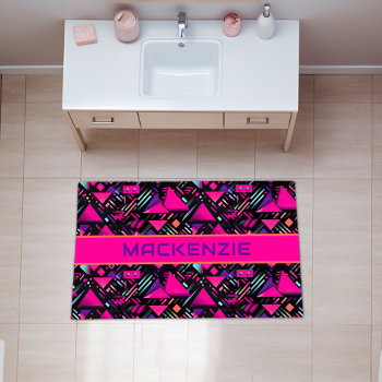 Cool Personalized 80s Geometric Pattern Rug by aurorameadowsdesign at Zazzle