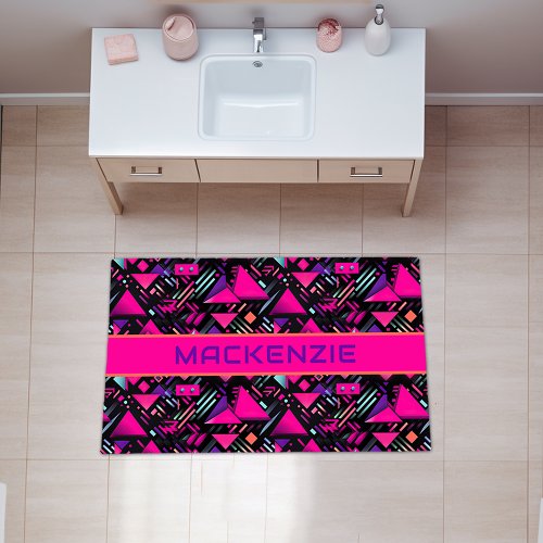 Cool Personalized 80s Geometric Pattern Rug