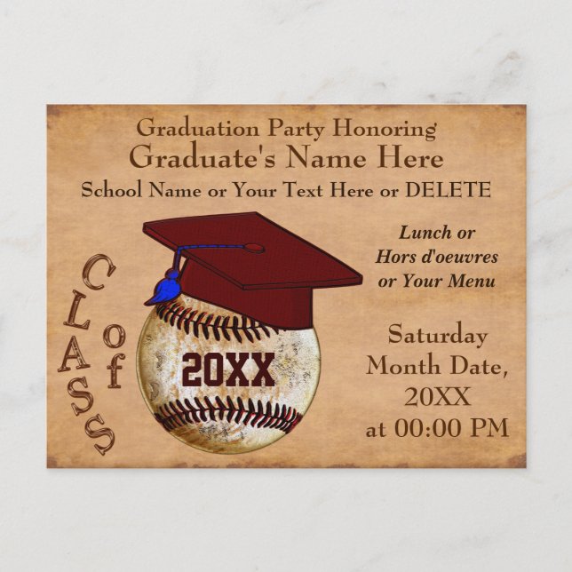 Cool Personalized Baseball Graduation Invitations (Front)