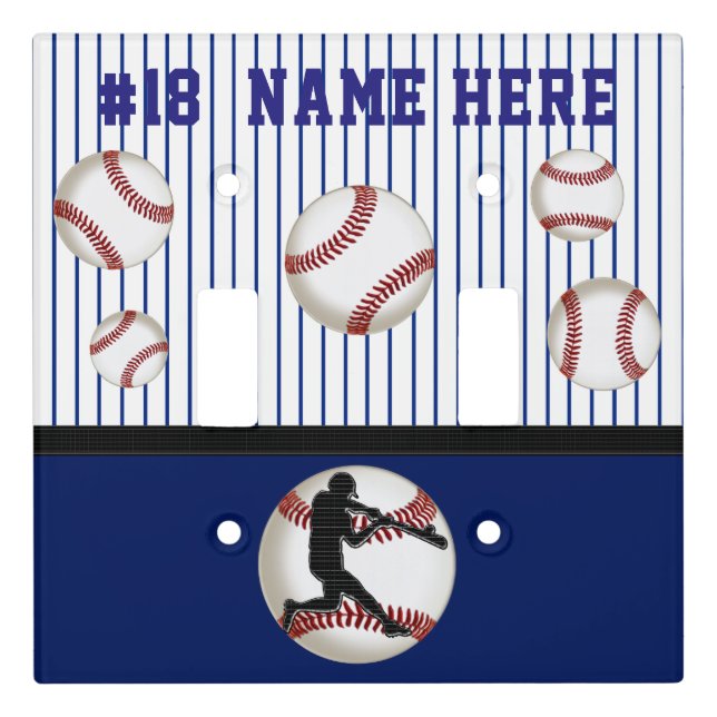 Cool Personalized Baseball Light Switch Plate (Front)