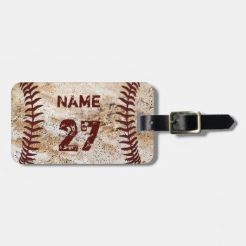 Cool Personalized Baseball Luggage Tags Your Text by YourSportsGifts at Zazzle